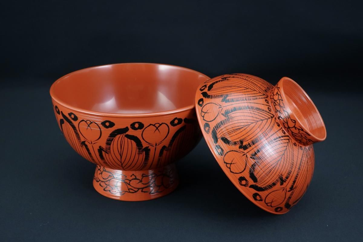輪島慶塚作大蓋付椀(吉野椀) 四客組 / Wajima Large Red 輪島慶塚作大蓋付椀(吉野椀) 四客組 / Wajima Large Red