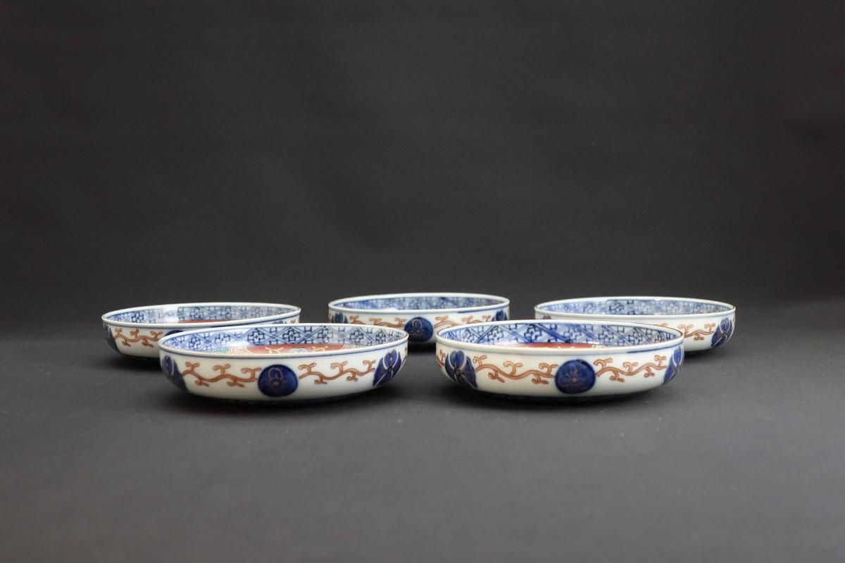 大聖寺伊万里色絵四寸皿 六枚組 / Daishoji Imari Small