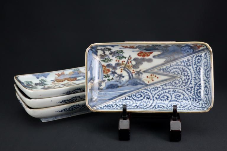 ΤʸĹ / Imari Rectangular Polychrome Plates  set of 4