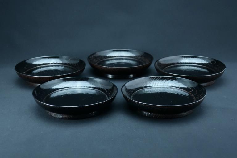 ݰɲۻһ / Keyaki Black-lacquered Sweet Plates  set of 5
