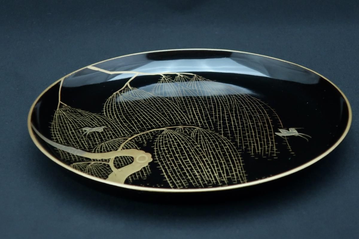 絵唐津　菓子皿　在銘『柳に燕』茶道具 絵唐津 菓子皿 在銘『柳に燕』茶道具