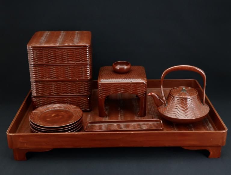 網代塗屠蘇揃 / New- year Sake Set - OKURA ORIENTAL ART