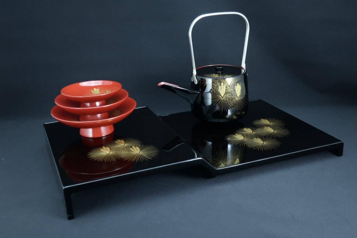 輪島塗屠蘇器揃 / Wajima-lacquered New-year Sake Set - OKURA