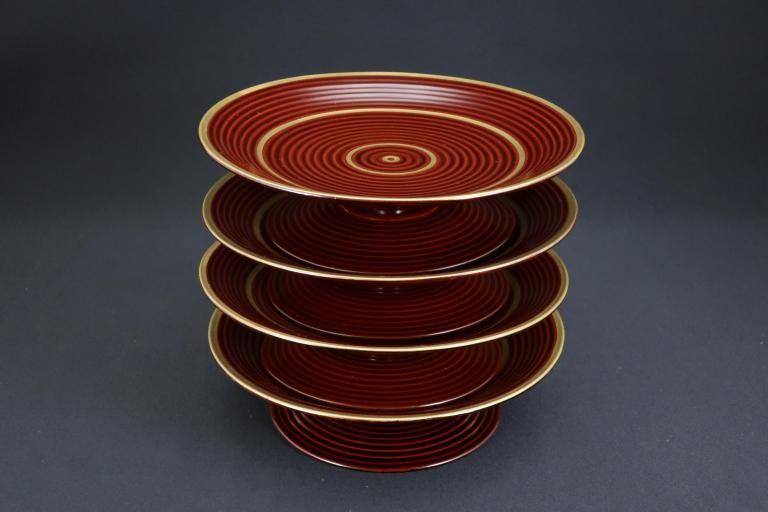 մݲۻһ / Lacquered Round Sweet Plates with Legs  set of 4