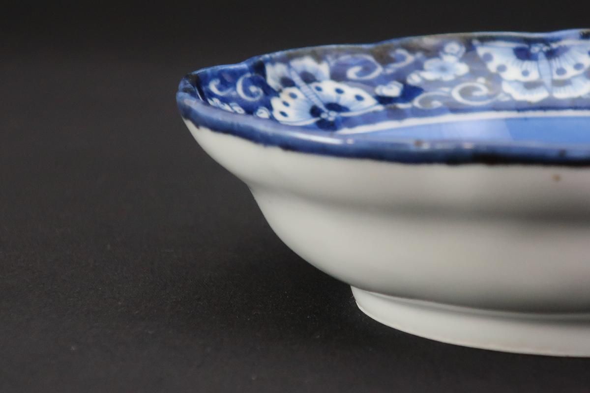 伊万里染付蝶牡丹文なます皿 四枚組 / Imari Blue & White