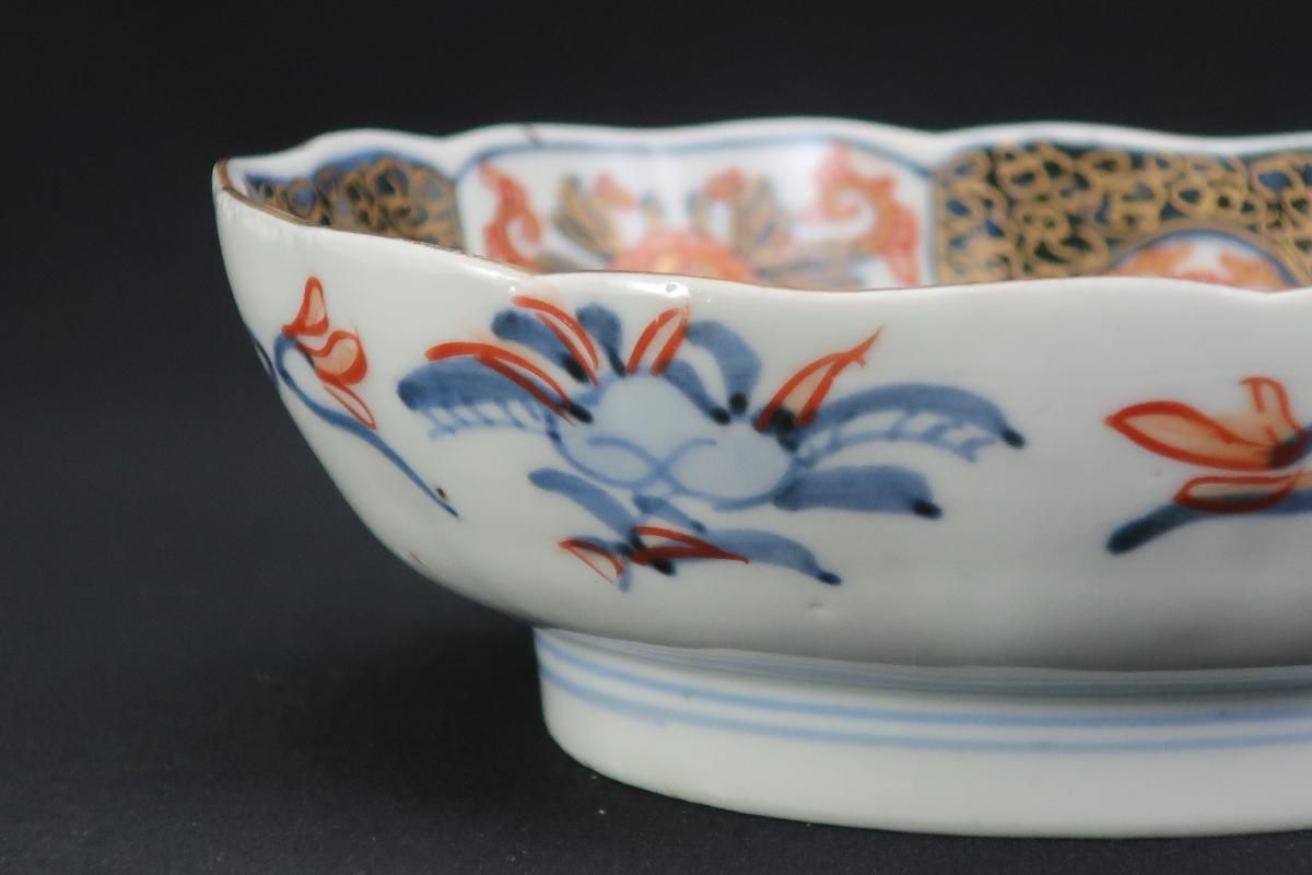 伊万里色絵草花文なます皿 六枚組 / Imari Polychrome 'Namasu