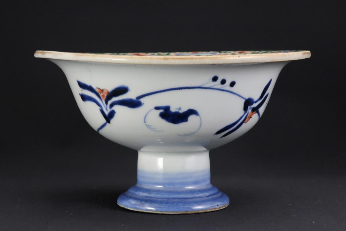 伊万里色絵草花唐草文盃洗 / Imar Polychrome 'Haisen' Sake cup