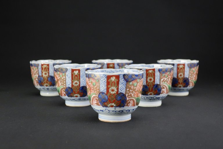 ΤĻʸաϻ / Imari Polychrome 'Mukoduke' Cups  set of 6