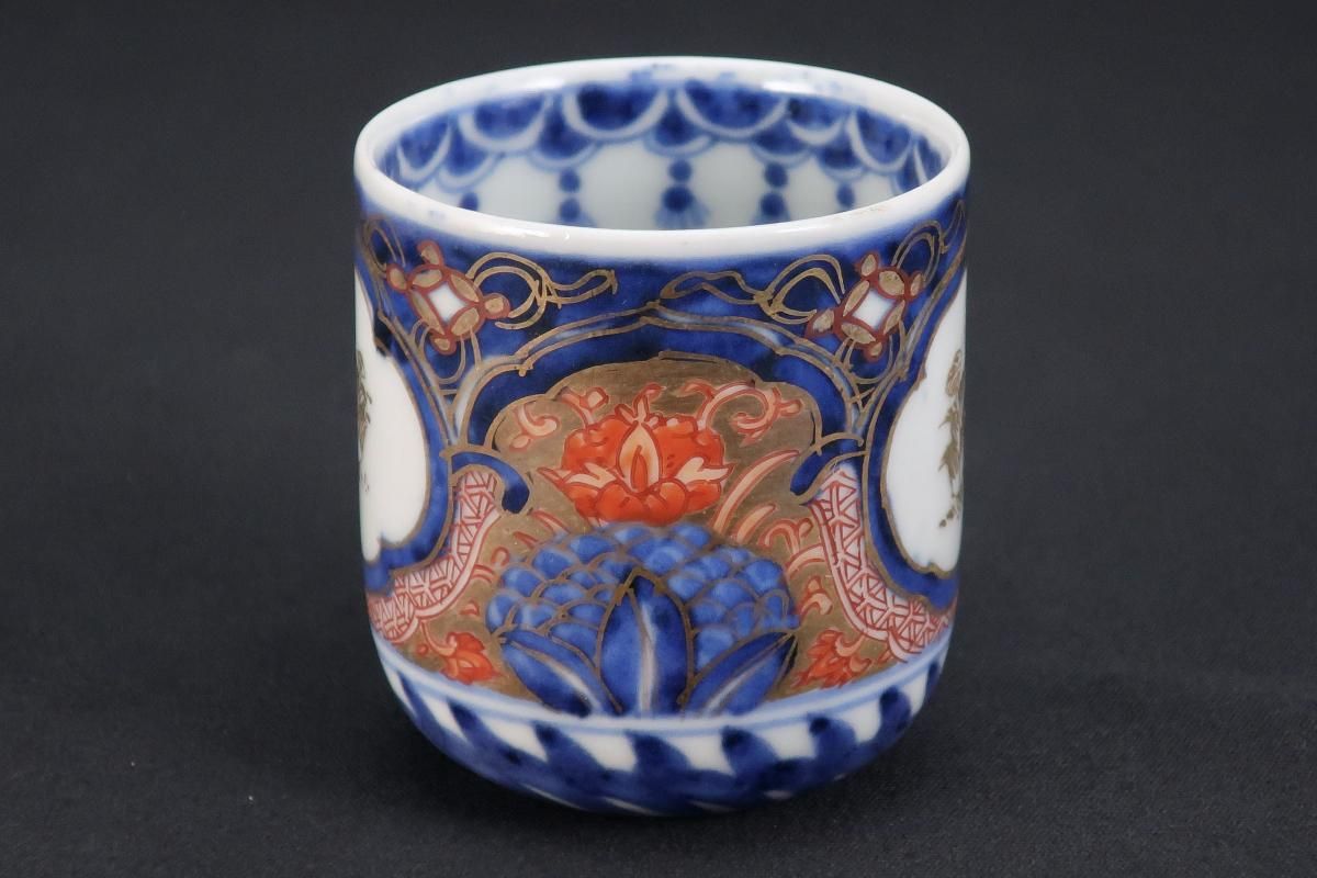 伊万里色絵瓔珞文覗猪口 五客組 / Imari Small Polychrome Cups