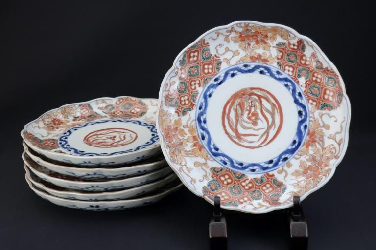 Τɩ˱ʸϻ / Imari Polychrome Plates with the picture of Phoenixes  set of 6