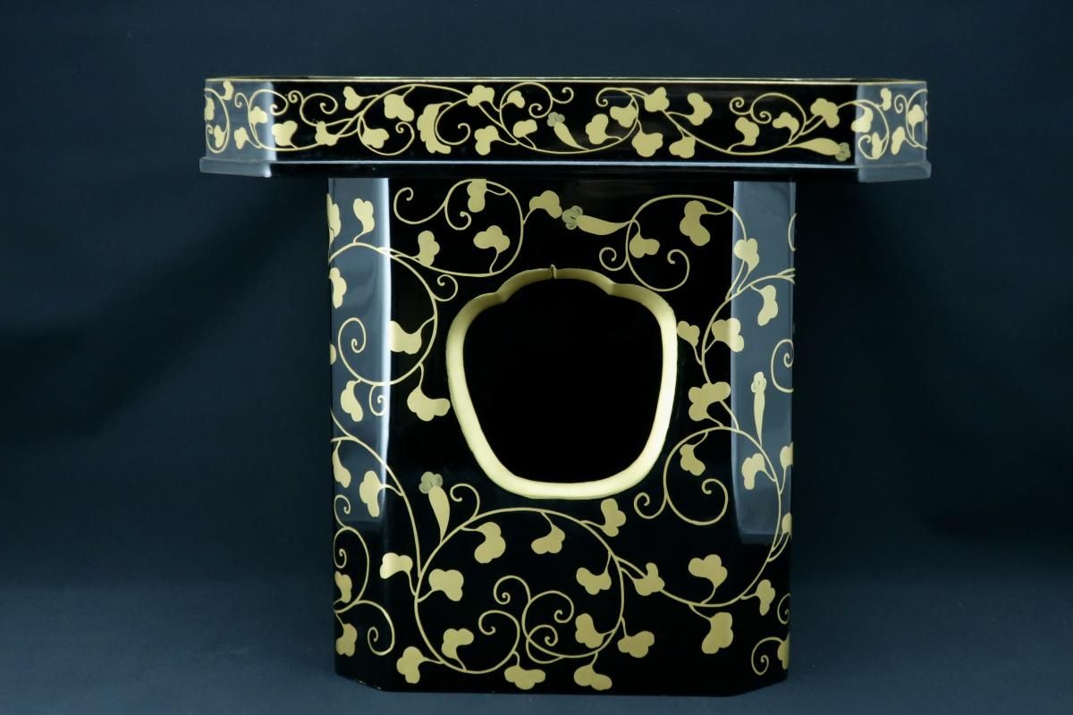 明治期　漆器 黒色 金色模様　3枚 文庫 沈金鉄線 黒 漆塗り・木製 11-14003 (製造中止) 漆器の井助