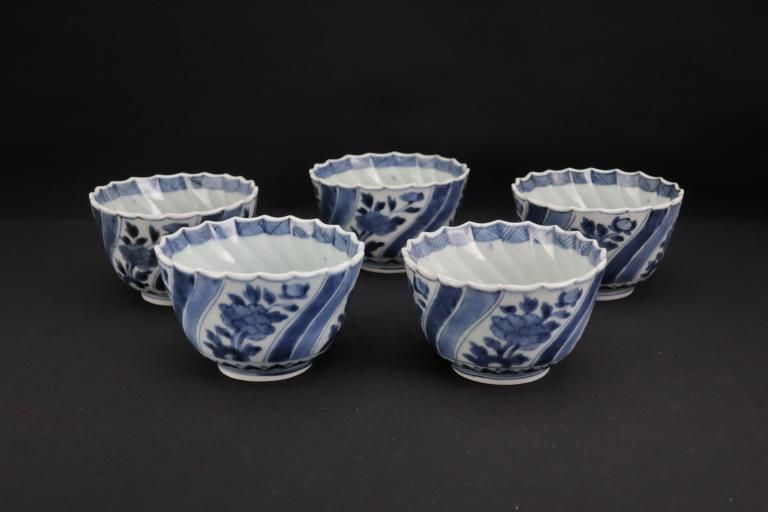 ΤյƲַðʸա޵ / Imari Blue & White 'Mukoduke' Cups  set of 5