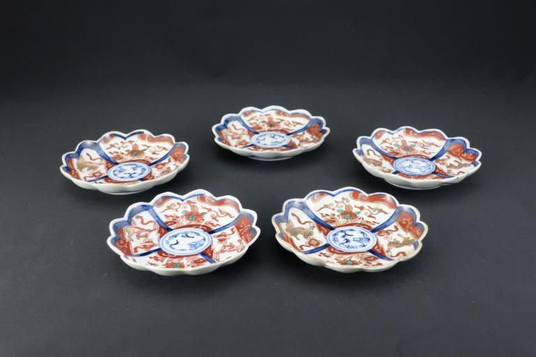 Τزַ / Imari small Flower-shaped Plates  set of 5