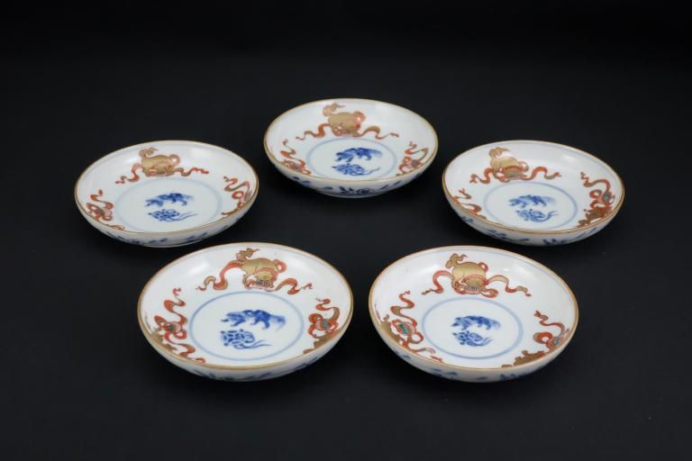 Τʸ / Imari Small Polychrome Plates with the picture of Lions  set of 5