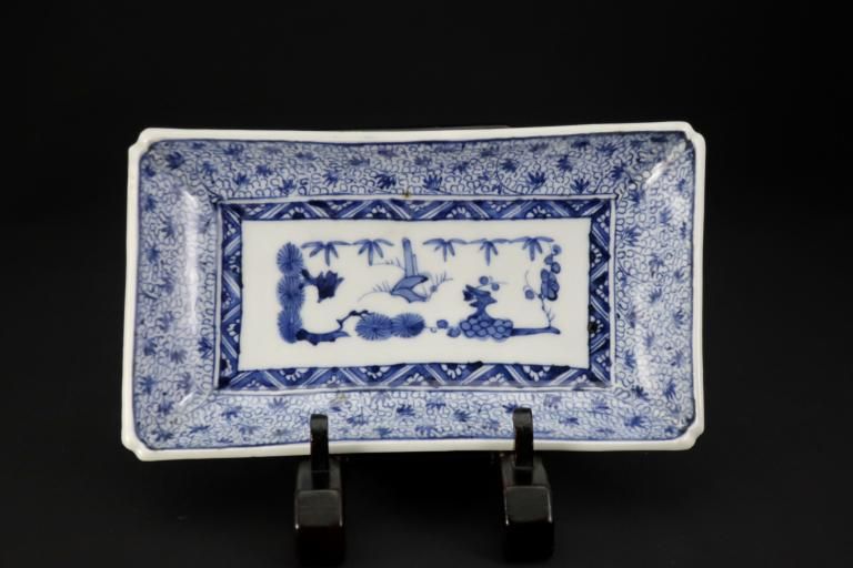 伊万里染付微塵唐草文長皿 / Imari Rectangular Blue & White Plates with ’Mijinkarakusa' pattern
