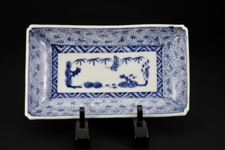 伊万里染付微塵唐草文長皿 / Imari Rectangular Blue & White Plates with ’Mijinkarakusa' pattern
