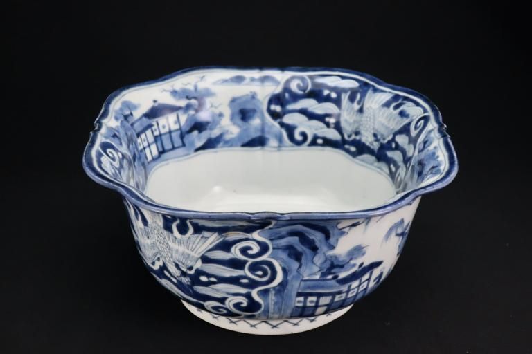 Τζϰʸѷȭ / Imari large Square Blue & White Bowl with the picture of Dragons and Scenery  