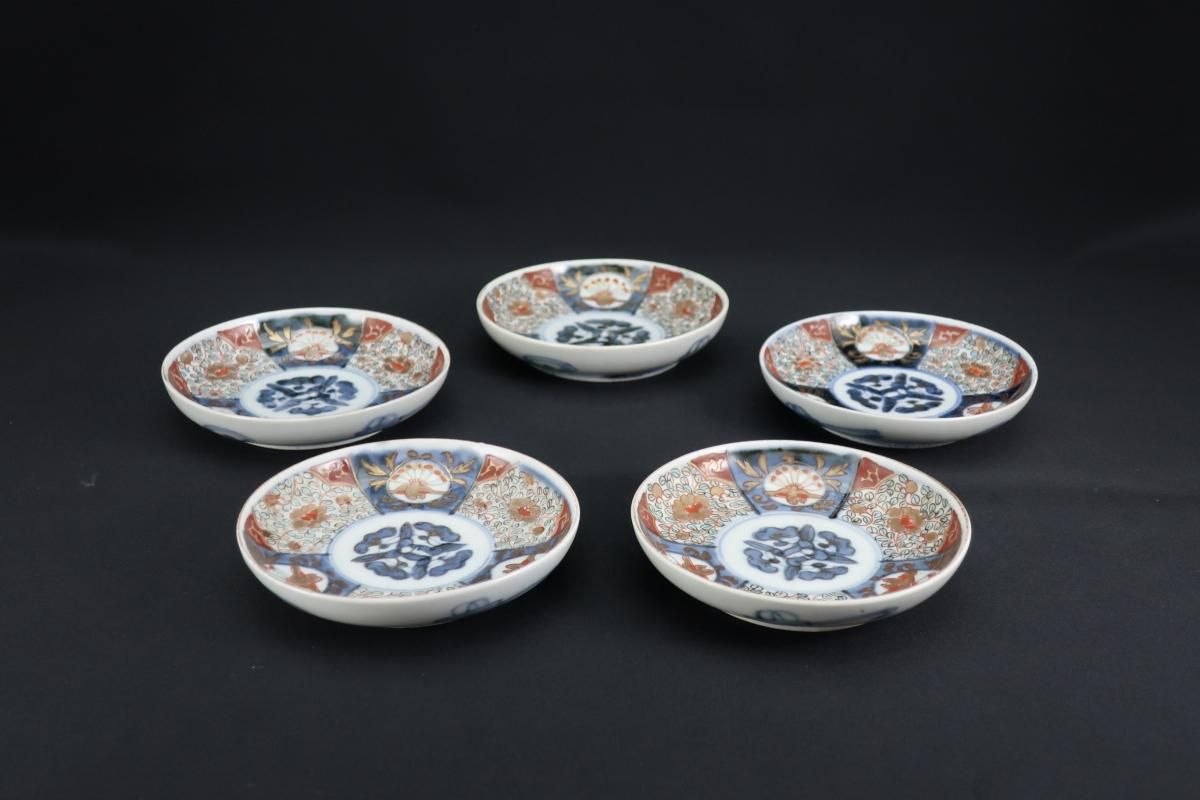 伊万里色絵鳳凰牡丹文四寸皿 五枚組 / Imari Small Polychrome