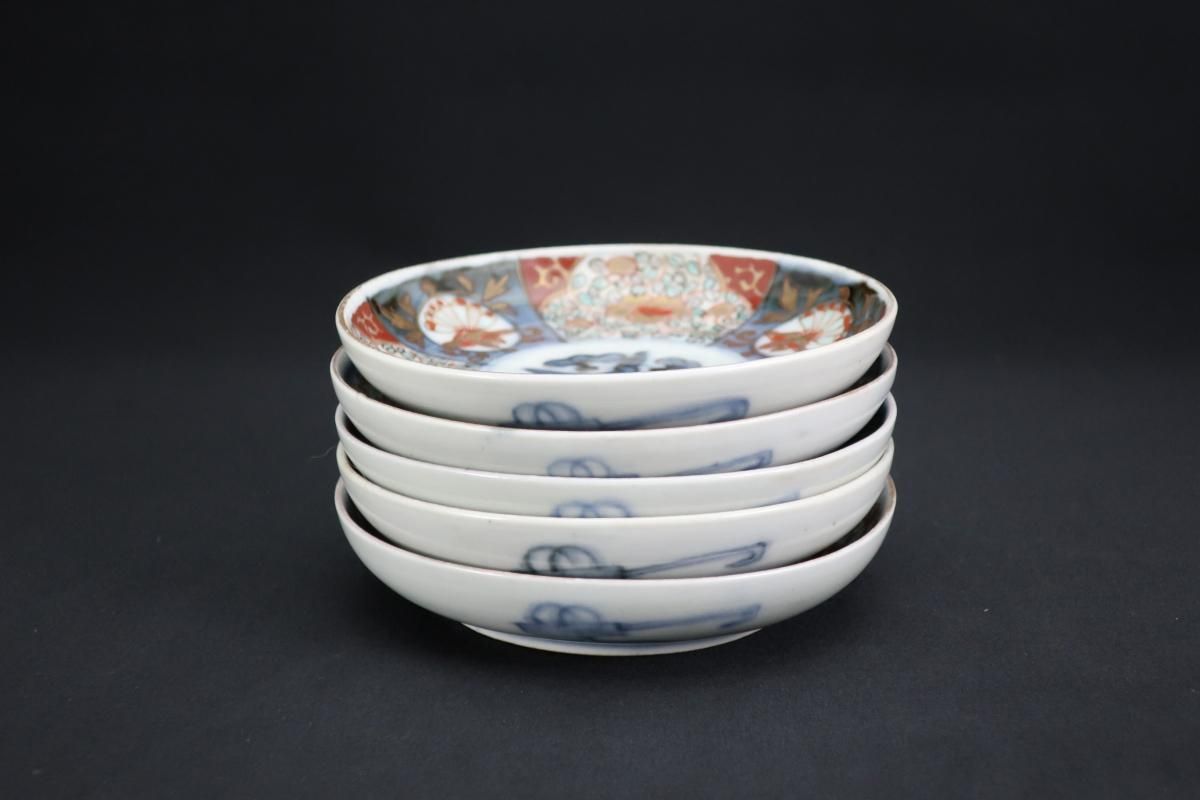 古伊万里　色絵　鳳凰に牡丹の図　４寸皿　５客　C381AS-CZc 古伊万里 色絵 鳳凰に牡丹の図 4寸皿 5客 C381AS-CZc - メルカリ