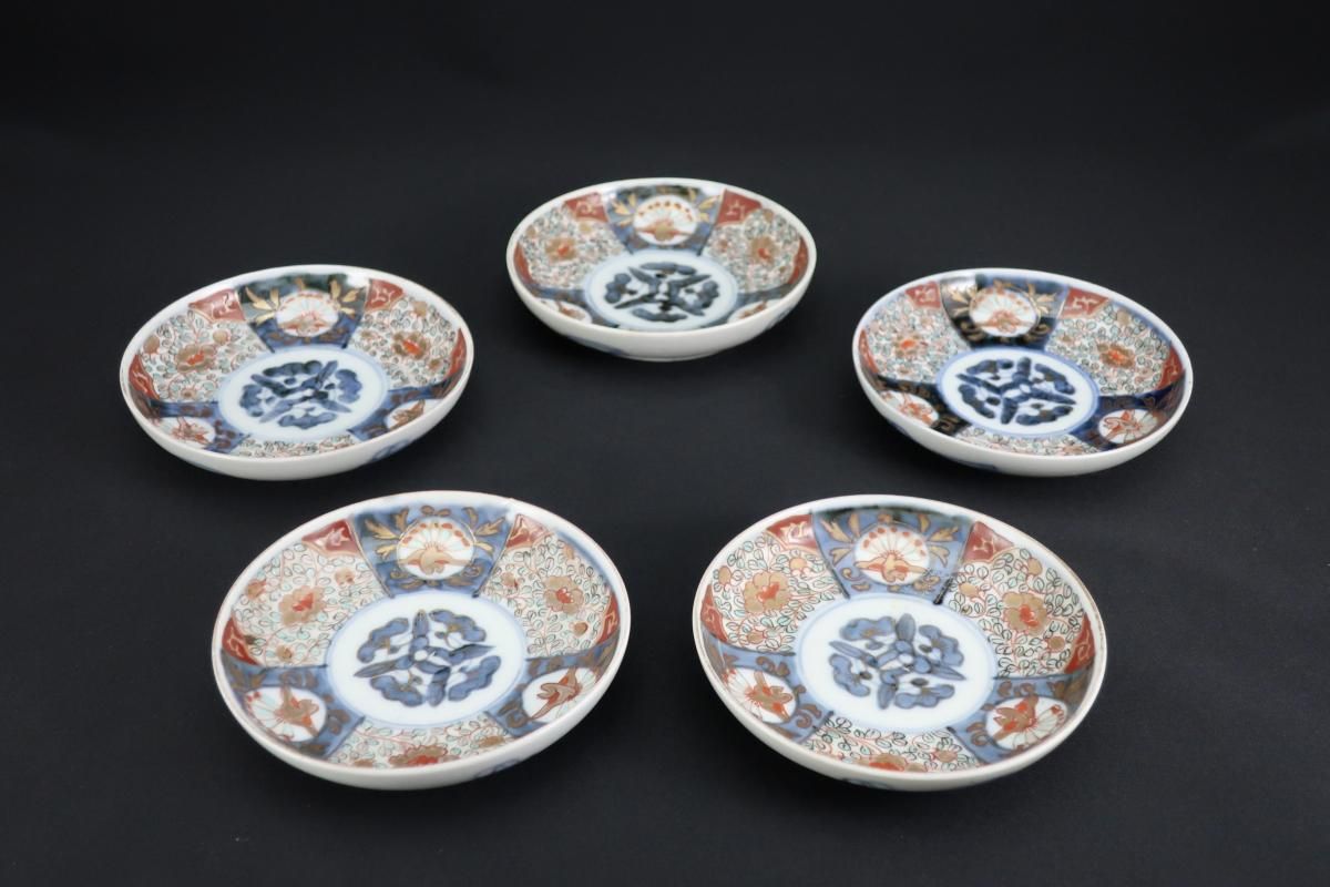 伊万里色絵鳳凰牡丹文四寸皿 五枚組 / Imari Small Polychrome