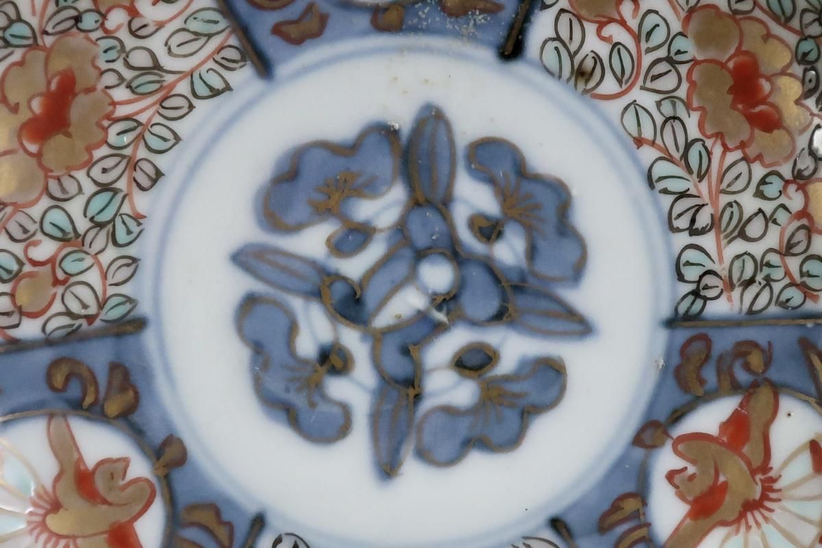 古伊万里　江戸時代　大明成化年製　鳳凰　牡丹文色絵皿　皿立付 古伊万里 江戸時代 大明成化年製 鳳凰 牡丹文色絵皿 皿立