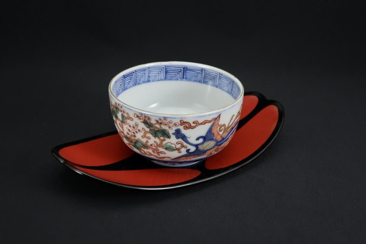 黒朱塗変わり茶托 五枚組 / Black & Red-lacquered Tea Cup Saucers
