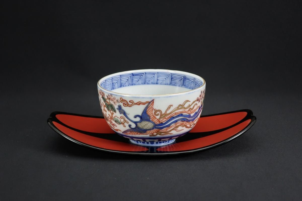 黒朱塗変わり茶托 五枚組 / Black & Red-lacquered Tea Cup Saucers