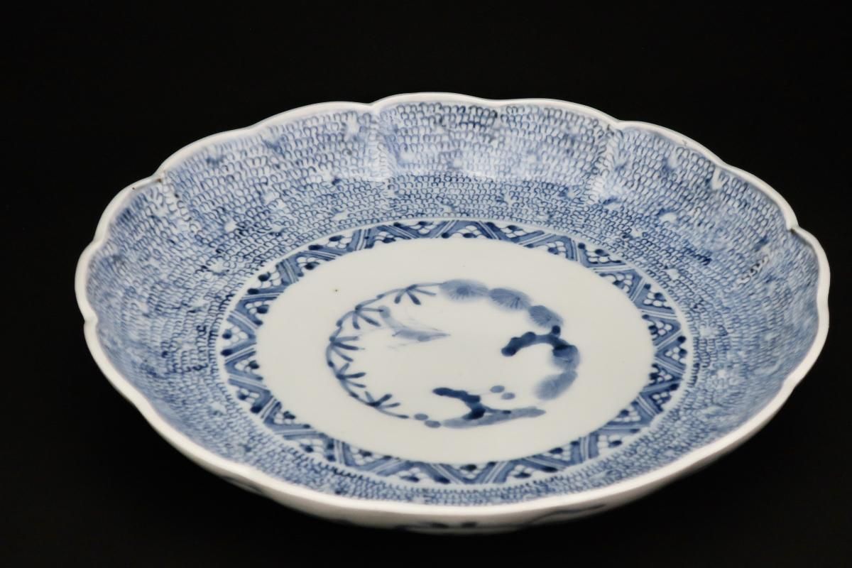 伊万里染付微塵唐草文八寸皿 五枚組 / Imari Blue & White