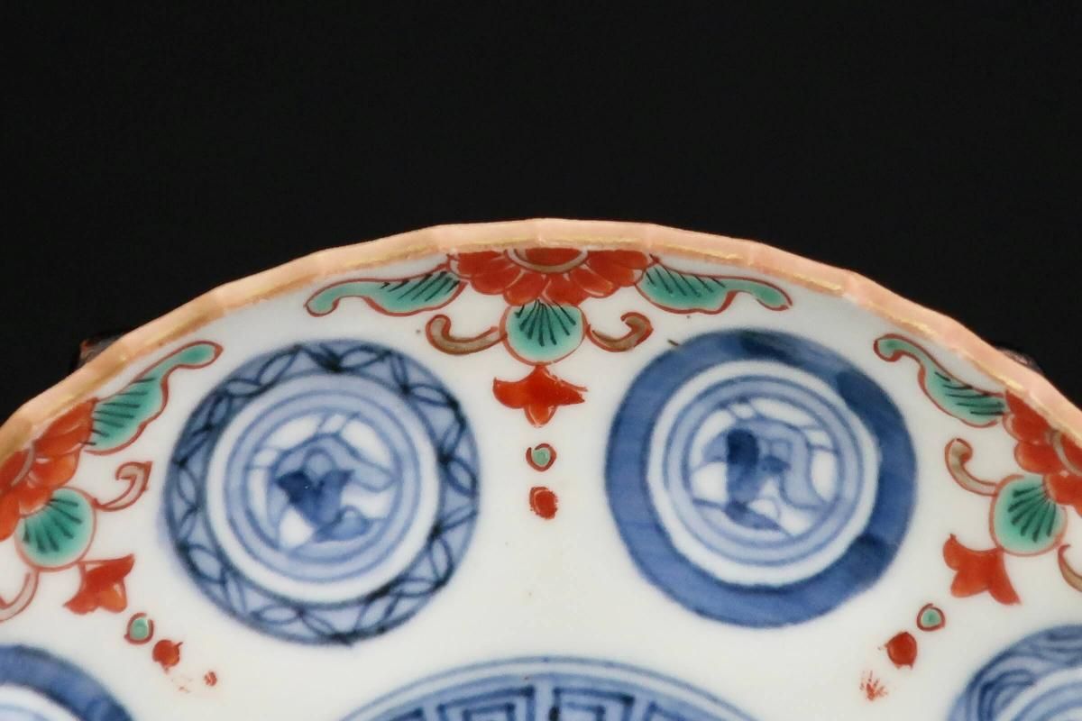 伊万里色絵丸瓔珞文四寸皿 六枚組 / Imari Small Polychrome