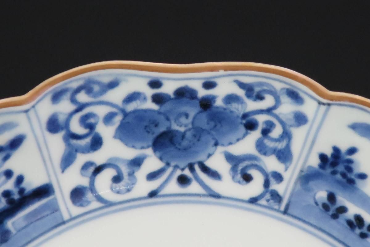 -7\x4　染付　七寸　格子葉文 7\x4 染付 七寸 格子葉文 陶磁器/染付 Ceramic/Blue \u0026 White -