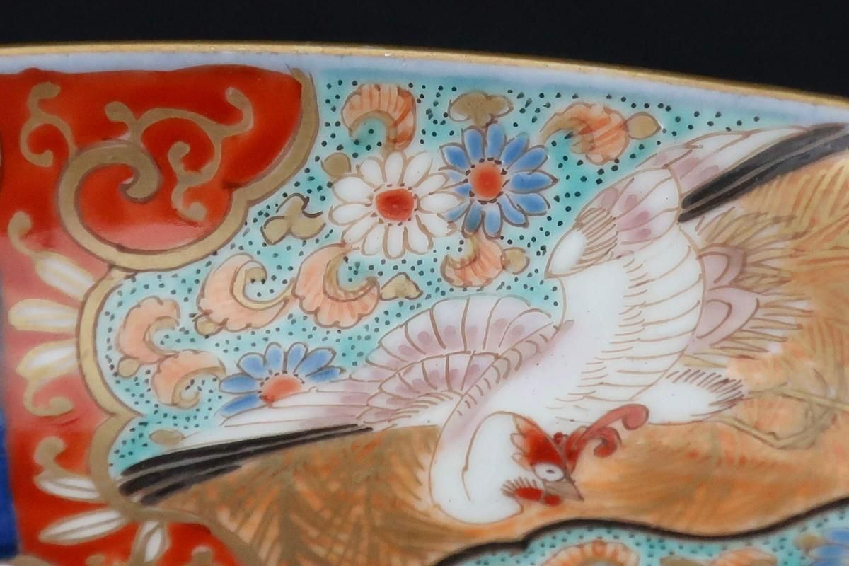 花型 中皿 白磁 色絵付 明治前後 鳳凰 希少品 4枚 古伊万里 伊万里色絵鳳凰草花文七寸皿 五枚組 / Imari Polychrome Plates