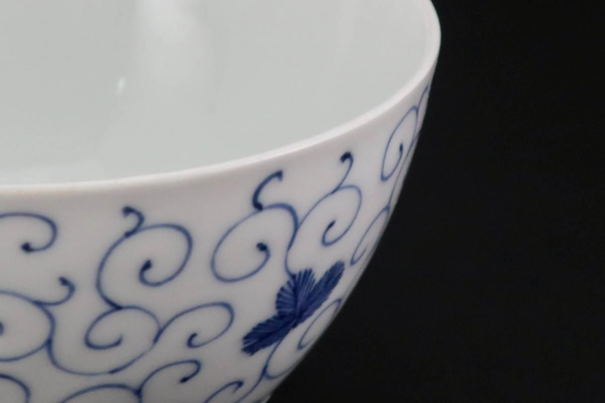 古伊万里 「寿文唐草盃洗」 盃洗□染付松紋 唐草 酒器 杯洗