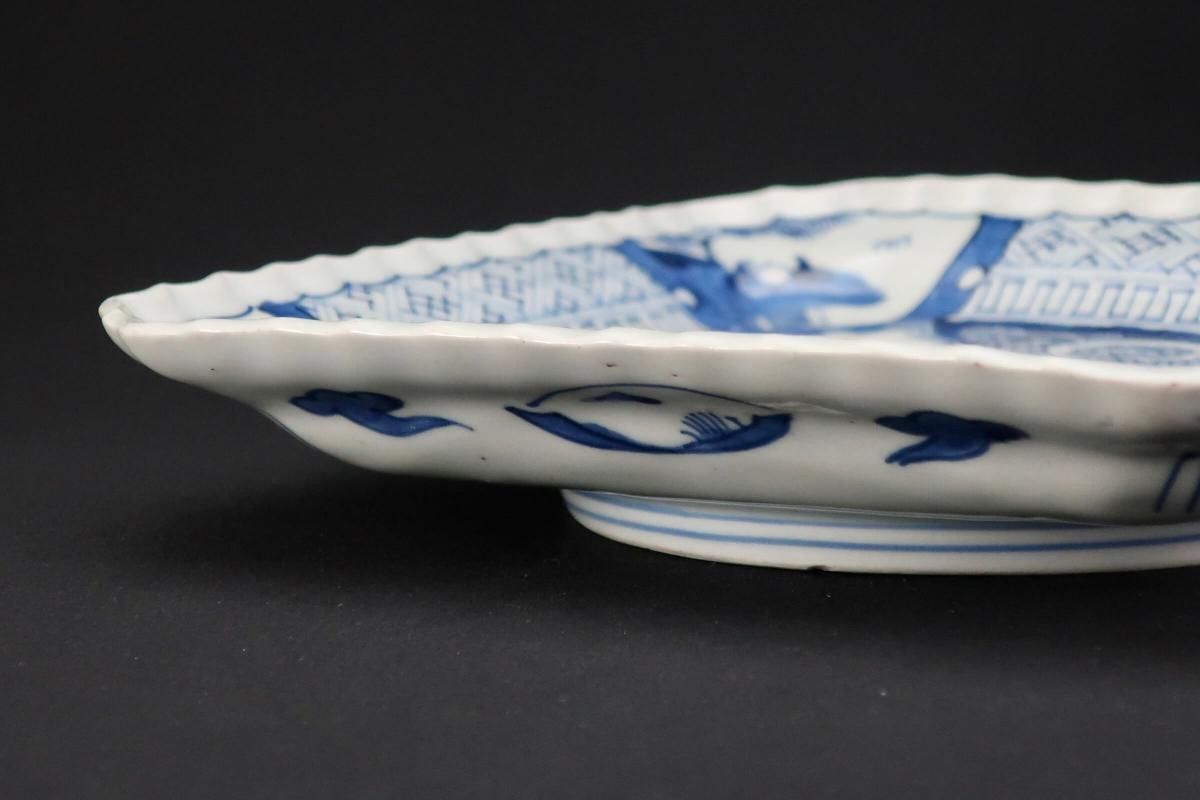 伊万里染付椿丸文隅切角皿 / Imari Square Blue & White Plates
