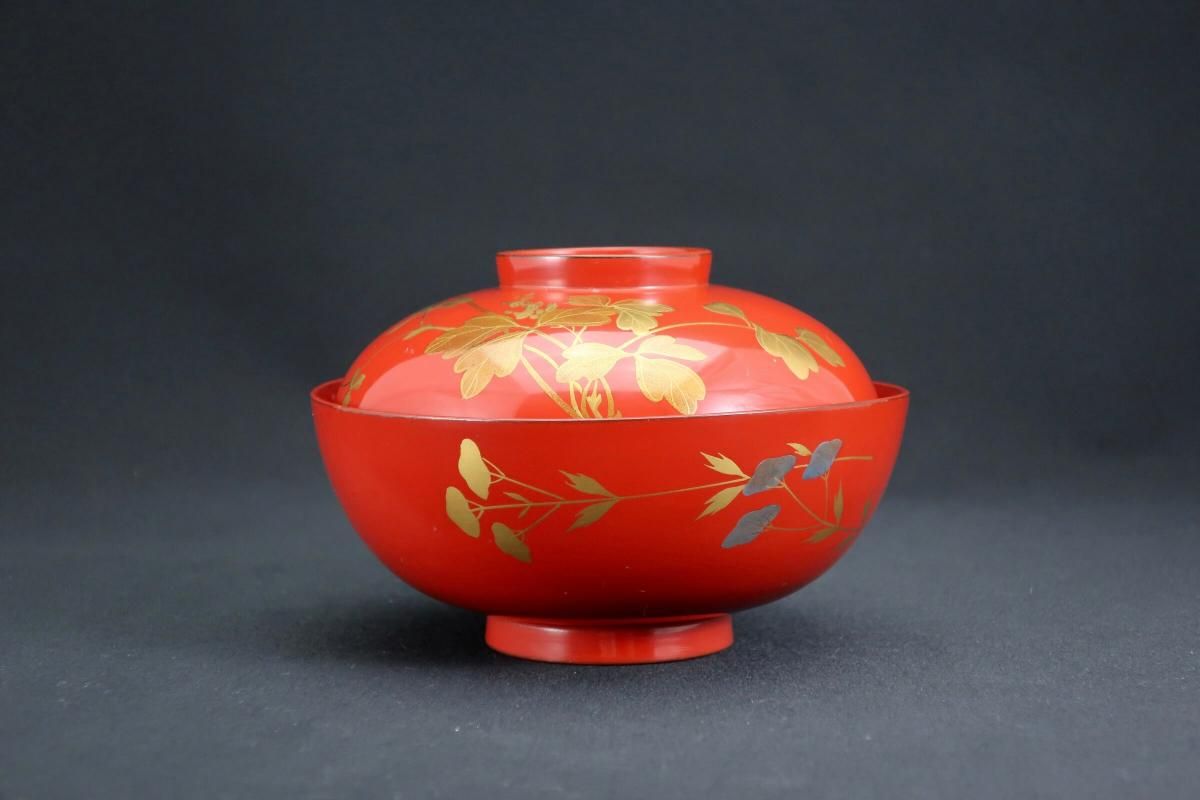 江戸時代金蒔絵秋草図吸物椀十客 江戸時代金蒔絵秋草図吸物椀十客 江戸時代金蒔絵秋草図