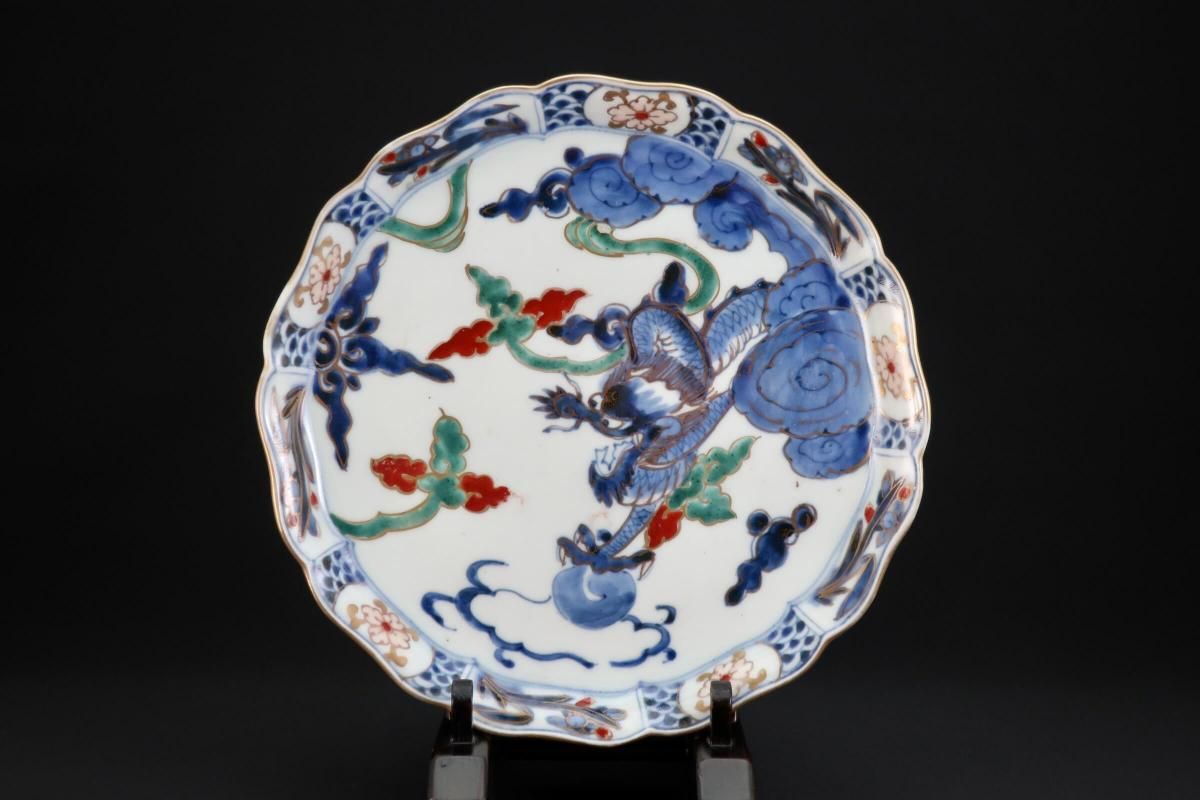 伊万里色絵龍文七寸皿 二枚組 / Imari Blue & White Plates with