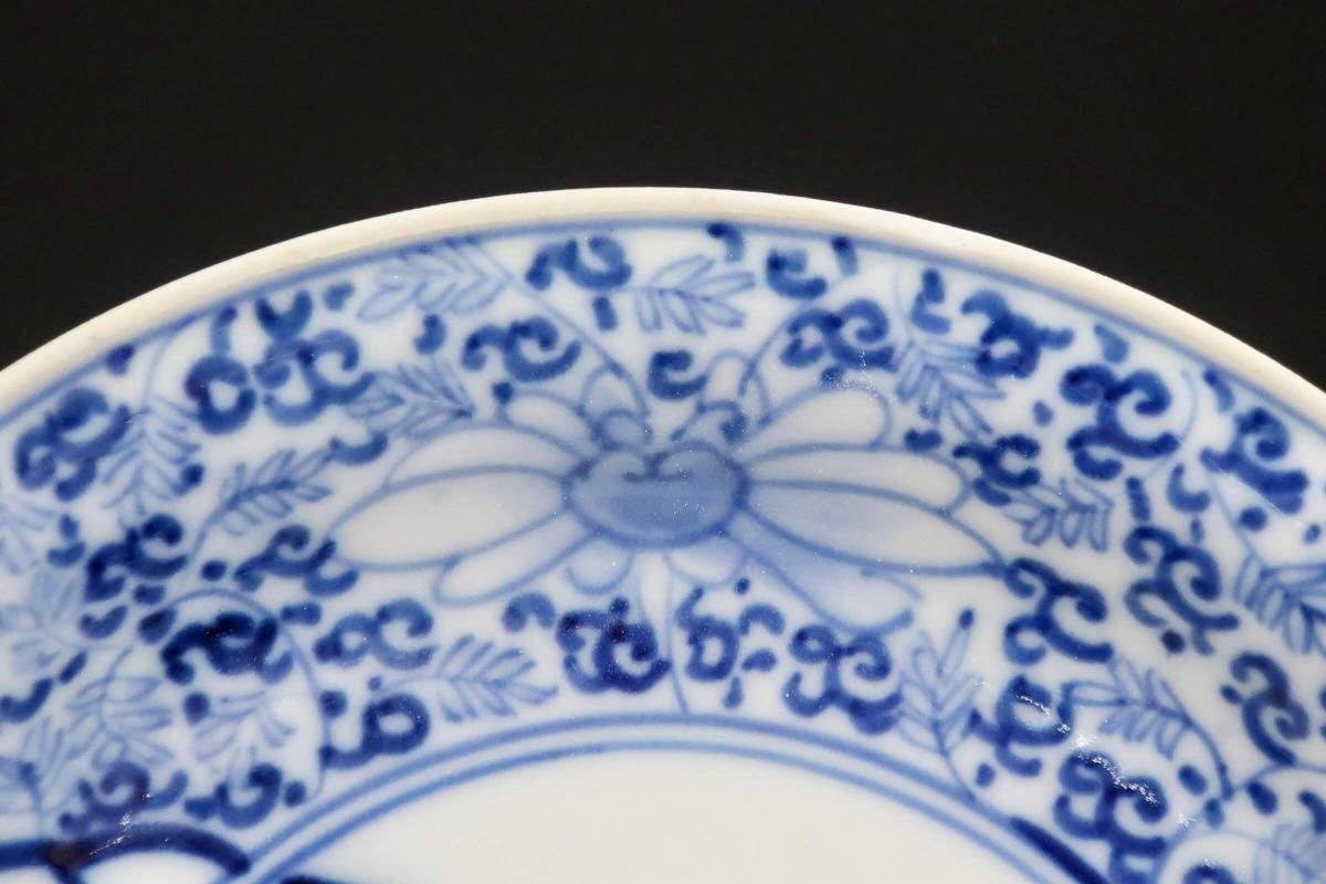 大聖寺伊万里　染錦　波千鳥に菊　花唐草の図　長皿　B288AS-CRn 大聖寺伊万里 染錦 波千鳥に菊 花唐草の図 長皿 B288AS-CRn