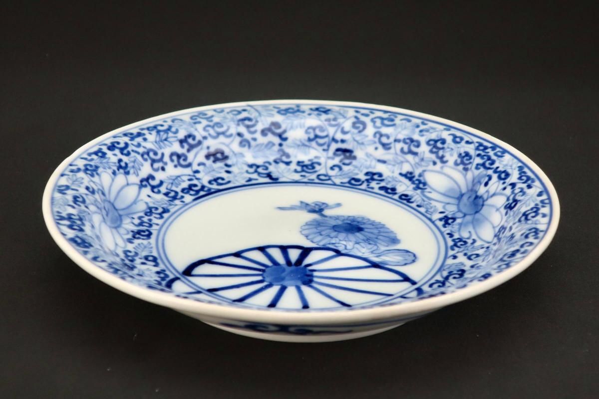 伊万里染付菊花唐草文六寸皿 六枚組 / Imari Blue & White