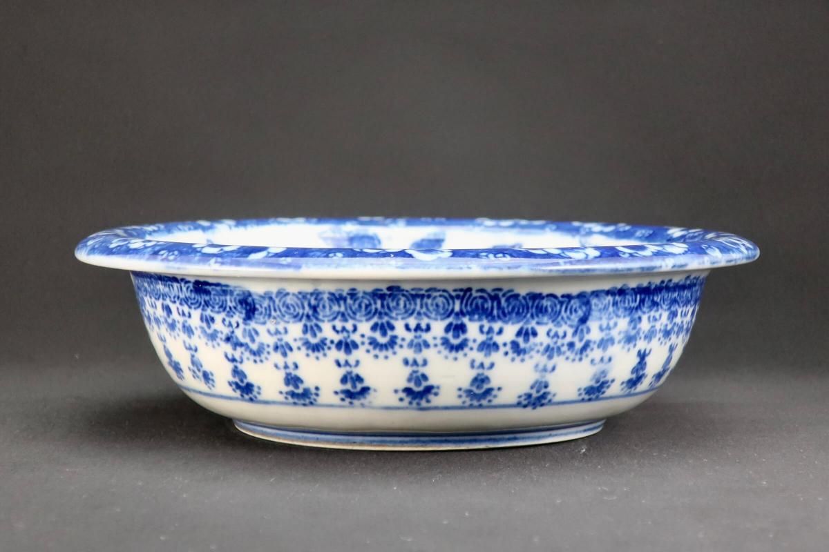 伊万里印判染付瓢箪瓔珞文大鉢 / Imari Large Blue & White Bowl