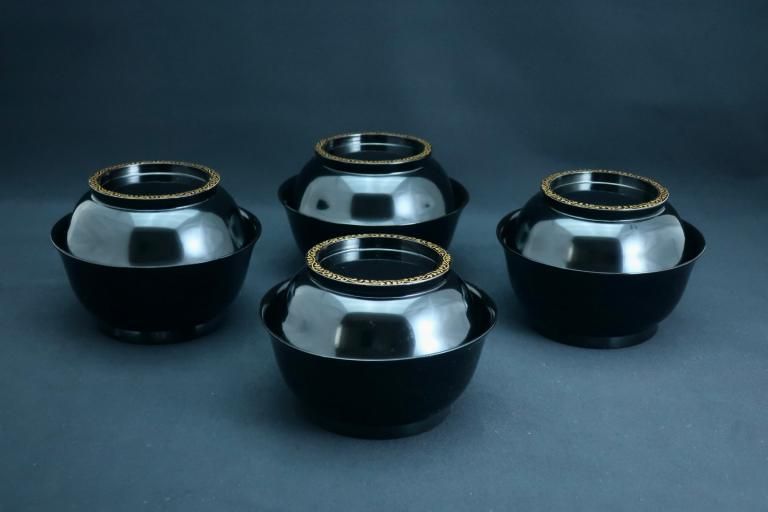 【骨董品】東海道蒔絵椀四客 骨董品】東海道蒔絵椀四客