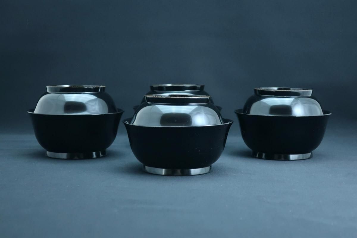黒塗玩具蒔絵菓子椀 四客組 / Black-lacquered Sweet Bowls with