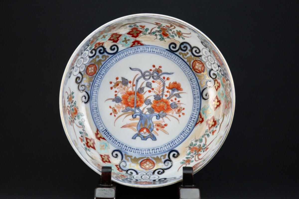 伊万里 色絵 錦手 三つ鉢 [B24006] 花篭手 アンティーク 古玩 古美術 伊万里 色絵 錦手 三つ鉢 [B24006] 花篭手 アンティーク 古玩 古