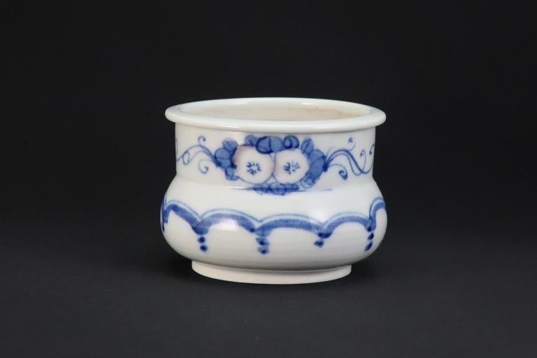 瀬戸染付朝顔文火入 / Seto Blue & White 'Hiire' Pot - OKURA