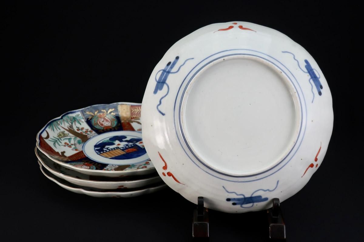 伊万里色絵花鳥文七寸皿 四枚組 / Imari Polychrome Plates with