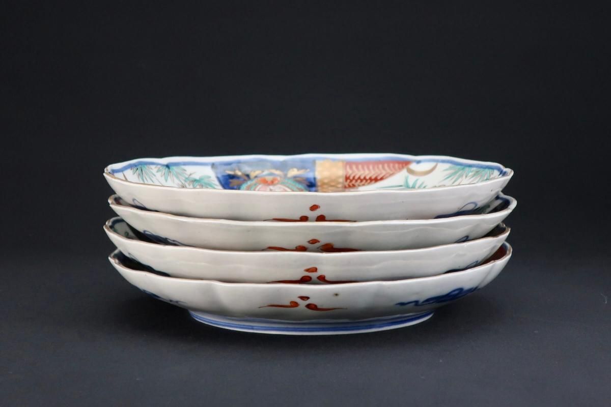 伊万里色絵花鳥文七寸皿 四枚組 / Imari Polychrome Plates with