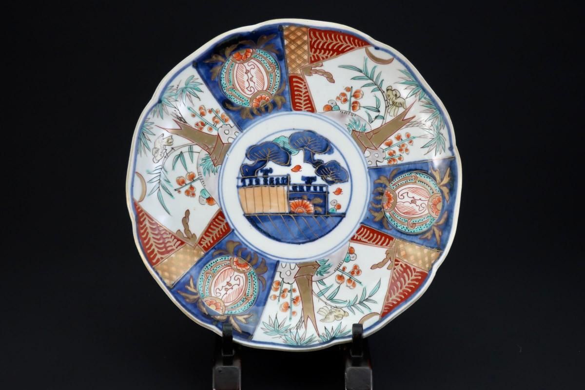 伊万里 花鳥風景図 色絵 大皿 [B31376] 伊万里 花鳥風景図 色絵 大皿 [B31376] 伊万里 花鳥風景図 色絵