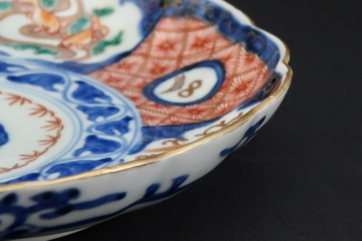 伊万里色絵鳳凰菊花菱文七寸皿 五枚組 / Imari Polychrome