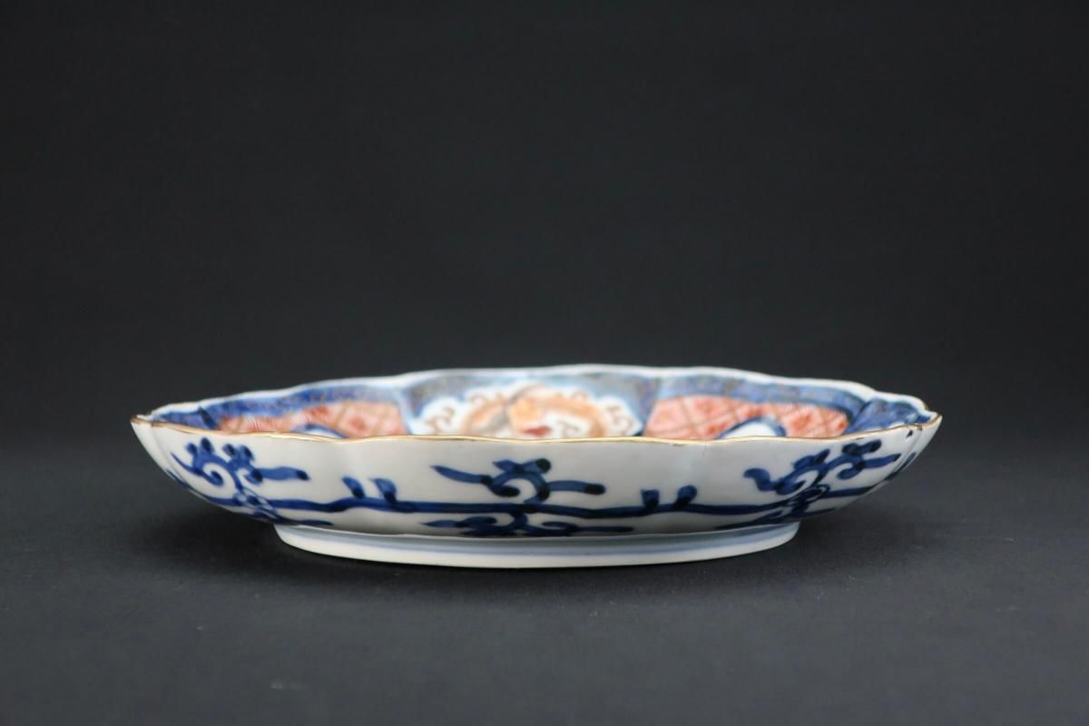 伊万里色絵鳳凰菊花菱文七寸皿 五枚組 / Imari Polychrome
