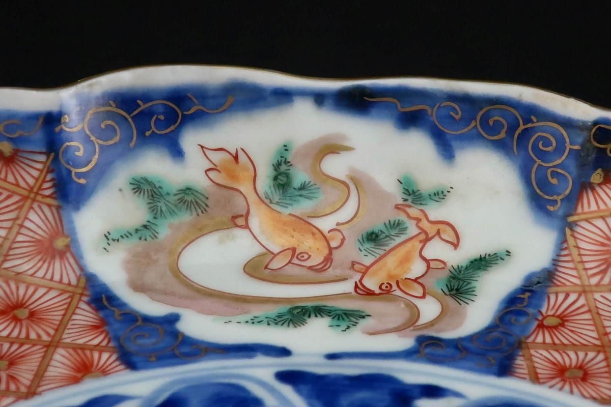 古伊万里 色絵 金襴手　鳳凰紋様　菊花文　 大皿　江戸時代 上作品】明治時代 古伊万里 金襴色絵 染付花図 菊花鳳凰図 輪