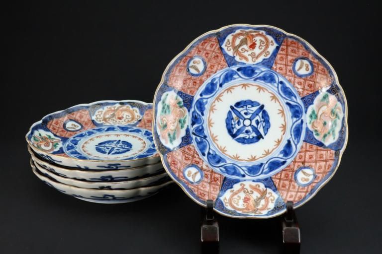 【色絵陶磁器・7組14点】＋飾り棚セット 色絵陶磁器・7組14点】＋飾り棚セット