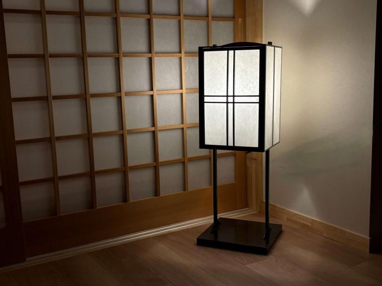 ɳѹ / Black-lacquered 'Andon' Paper Lamp
